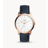 Fossil The Minimalist Slim White Dial Blue Leather Strap Watch for Men - FS5371