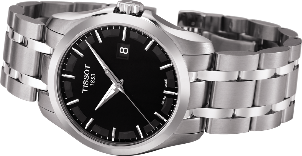 Tissot T Trend Couturier Chronograph Black Dial Silver Steel Strap Watch For Men - T035.410.11.051.00