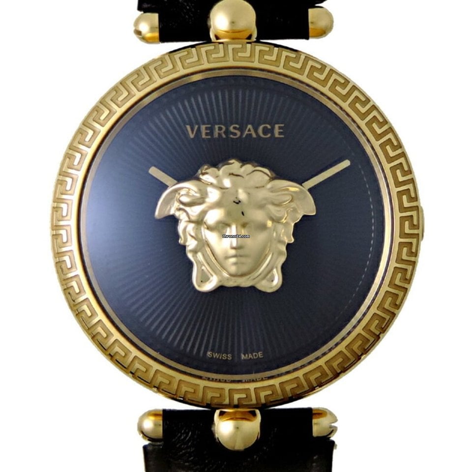 Versace Palazzo Empire Black Dial Black Leather Strap Watch for Women - VCO020017