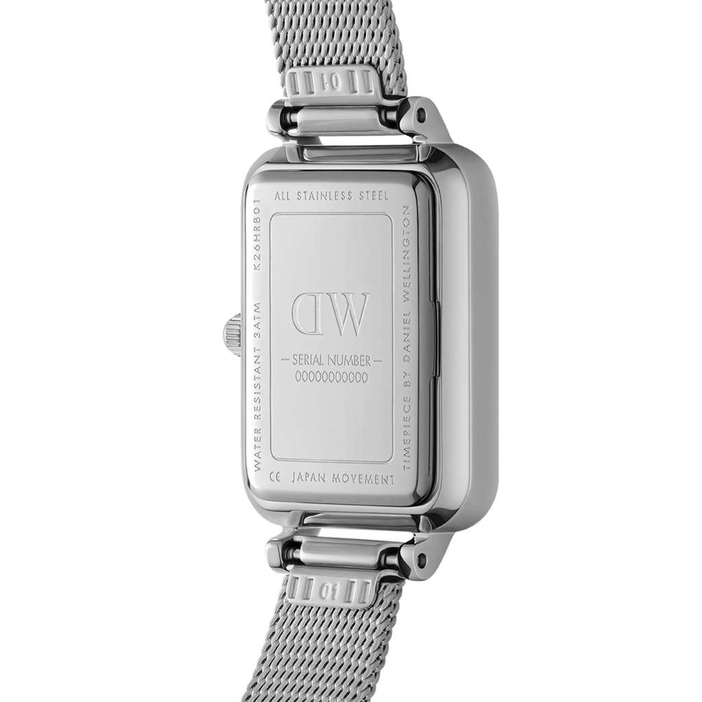 Daniel Wellington Quadro Unitone Silver Dial Silver Mesh Strap Watch For Women - DW00100486
