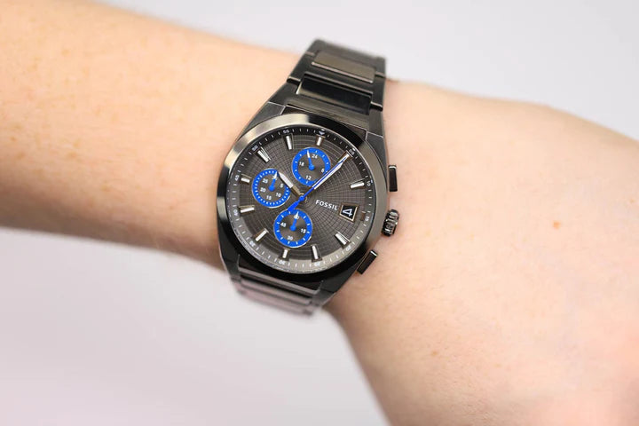 Fossil FS5830 Everett Men's Chronograph Watch – Grey Dial & Grey Steel Strap