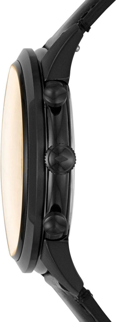 Fossil Goodwin Chronograph Black Dial Black Leather Strap Watch for Men - FS5585