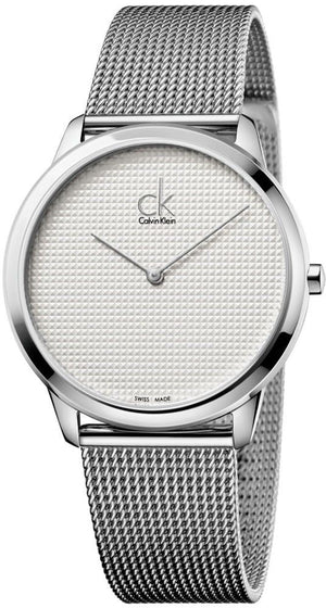 Calvin Klein Minimal White Dial Silver Mesh Bracelet Watch for Men - K3M2112Y