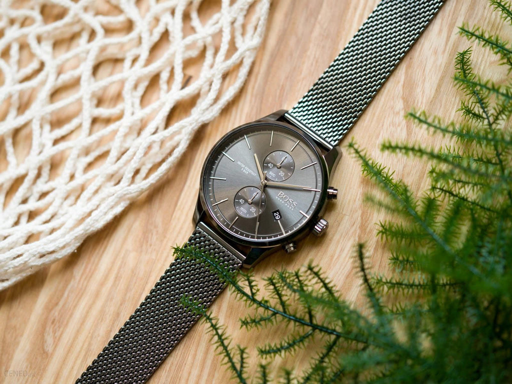 Hugo Boss Associate Grey Dial Grey Mesh Bracelet Watch for Men - 1513870