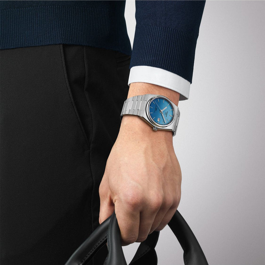 Tissot T137.407.11.351.01 PRX Powermatic 80 Men's Watch – Gradient Blue Dial & Silver Steel Strap