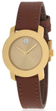 Movado 3600437 Bold Quartz Women's Watch – Gold Dial & Brown Leather Strap