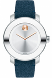 Movado 3600446 Bold Quartz Women's Watch – Silver Dial & Blue Leather Strap