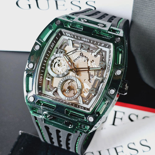 Guess Phoenix Analog Black Dial Black Silicone Strap Watch For Men- GW0499G7