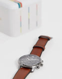 Fossil FS5512 Neutra Chronograph Men’s Watch – Grey Dial & Brown Leather Strap
