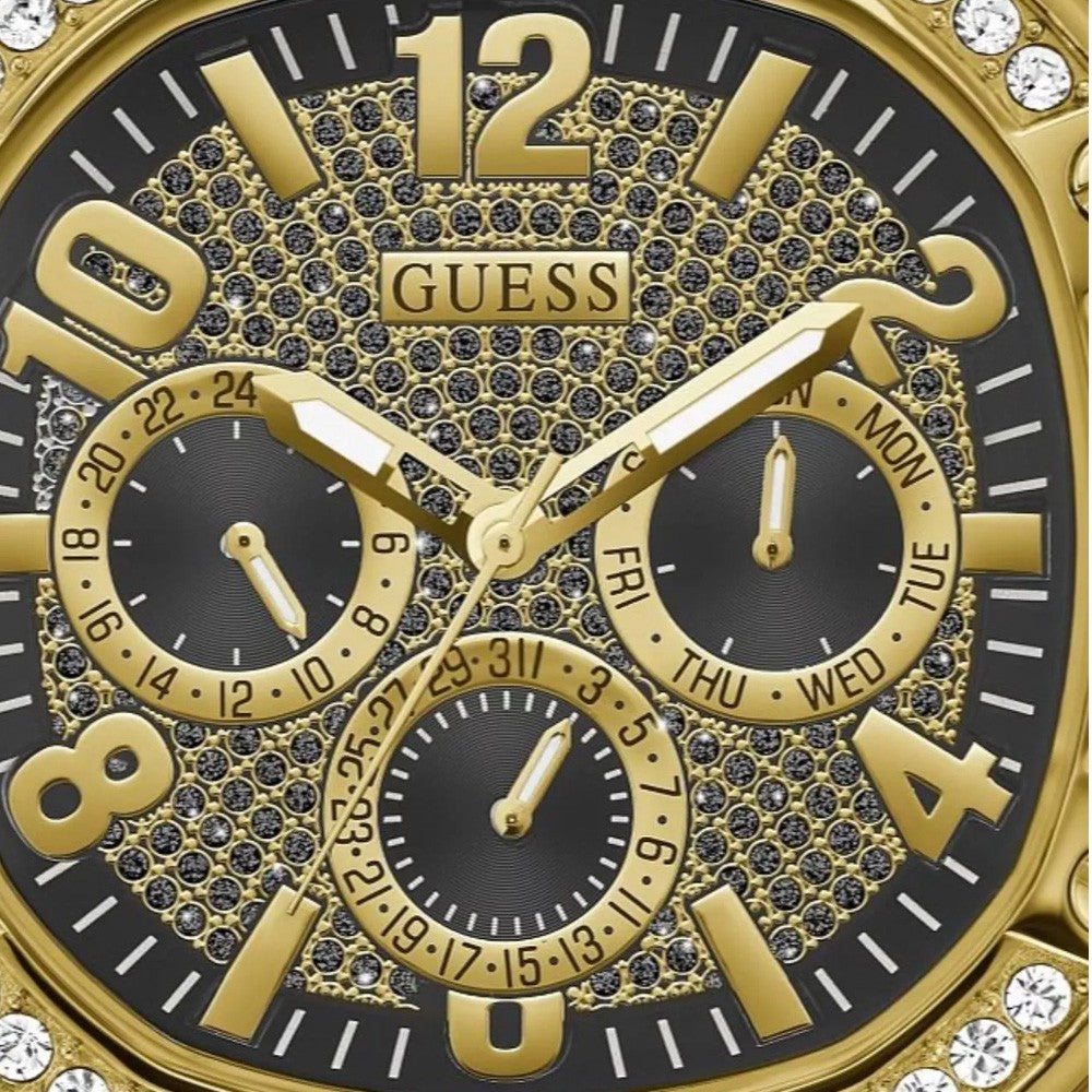 Guess Duke Glitz Crystals Gold Dial Gold Steel Strap Watch For Men - GW0576G2