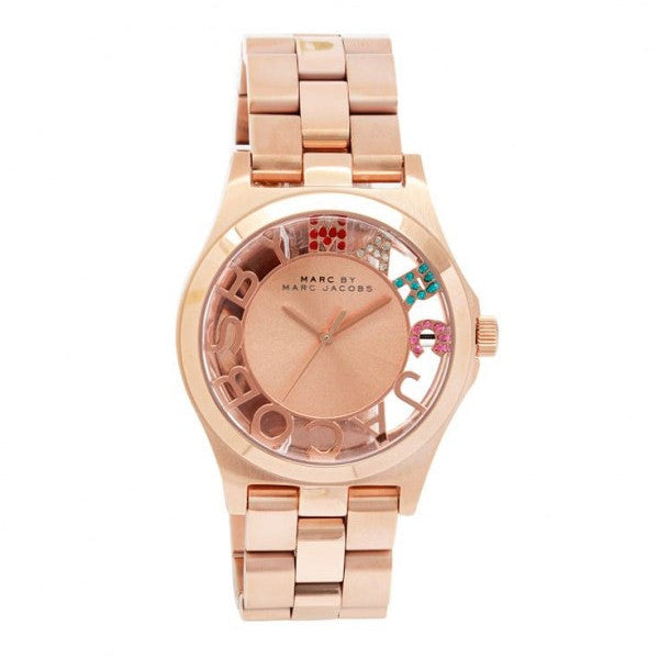 Marc Jacobs Henry Skeleton Rose Gold Dial Rose Gold Steel Strap Watch for Women - MBM3264