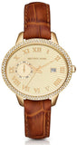 Michael Kors MK2428 Whitley Quartz Women's Watch – Gold Dial & Brown Leather Strap