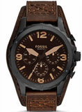 Fossil JR1511 Nate Chronograph Men's Watch – Brown Dial & Brown Leather Strap