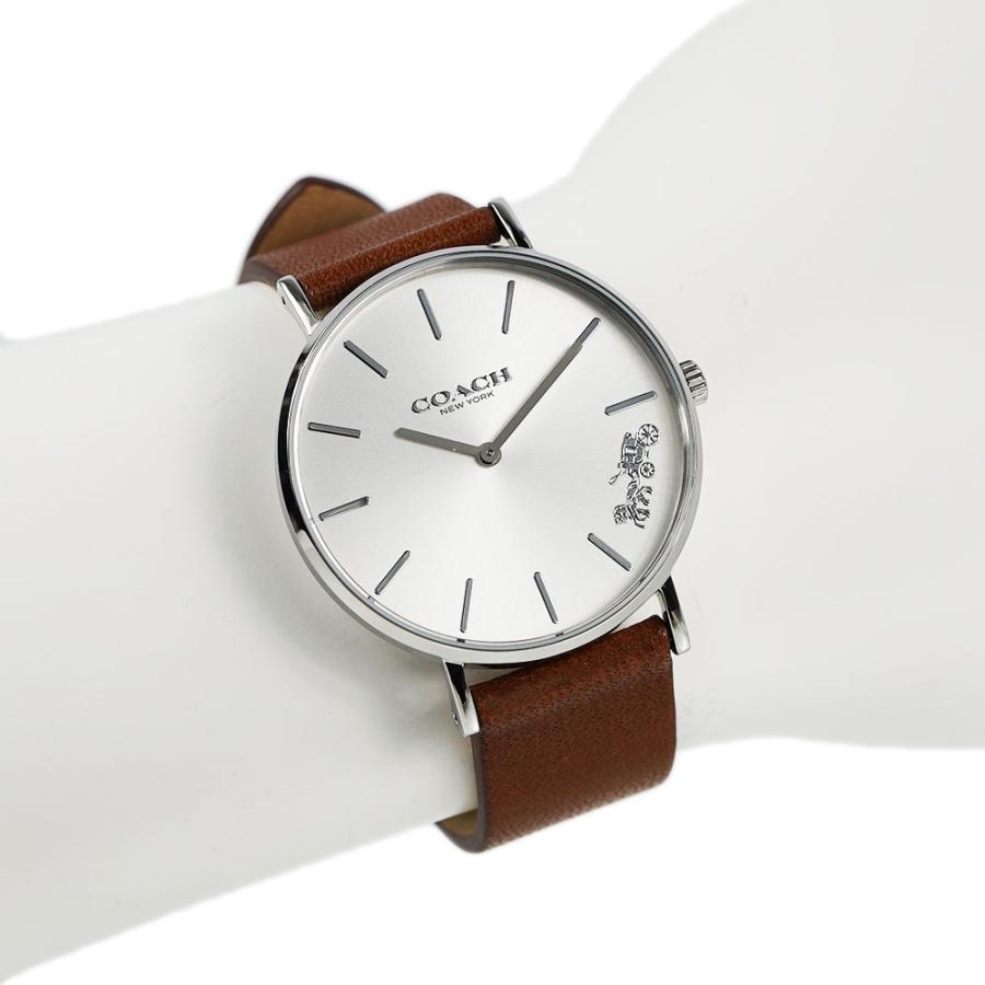 Coach Perry Silver Dial Brown Leather Strap Watch for Women - 14503120