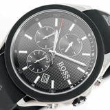 Hugo Boss Velocity Black Dial Black Leather Strap Watch for Men - 1513716