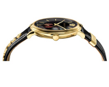 Versace V-Circle Manifesto Edition Black Dial Black Leather Strap Watch for Men - VBQ050017