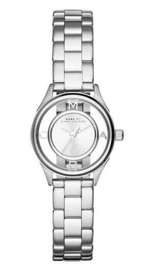 Marc Jacobs Tether Transparent Silver Dial Silver Steel Strap Watch for Women - MBM3416