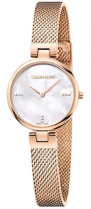 Calvin Klein Authentic Mother of Pearl Dial Rose Gold Mesh Bracelet Watch for Women - K8G2362G
