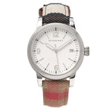 Burberry Utilitarian White Dial Multicolor Leather Strap Watch for Women - BU7824