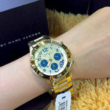 Marc Jacobs Rock Metal Chronograph Gold Dial Gold Steel Strap Watch for Men - MBM3158
