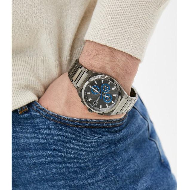 Fossil FS5830 Everett Men's Chronograph Watch – Grey Dial & Grey Steel Strap