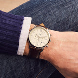 Fossil FS5380 Neutra Chronograph Men’s Watch – White Dial & Brown Leather Strap