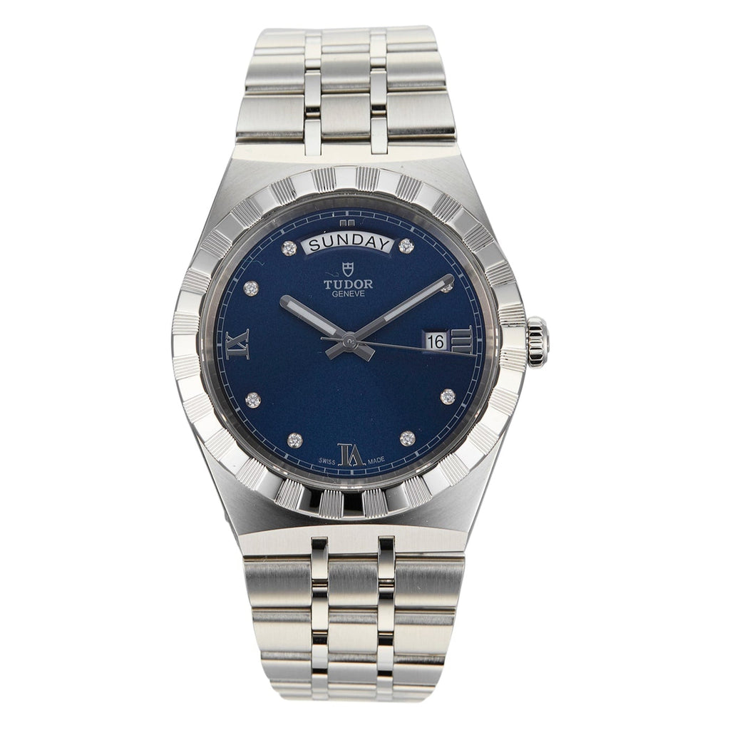 Tudor Royal Automatic Diamonds Blue Dial Silver Steel Strap Watch for Men - M28600-0006