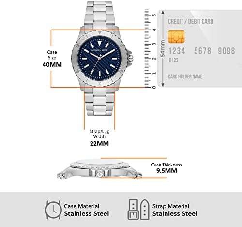 Michael Kors Everest Three-Hand Blue Dial Silver Steel Strap Watch For Men - MK9079