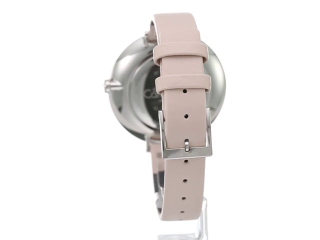 Calvin Klein Rise White Beige Dial Beige Leather Strap Watch for Women - K7A231XH