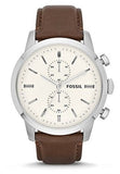 Fossil FS5350 Townsman Chronograph Men's Watch – White Dial & Brown Leather Strap