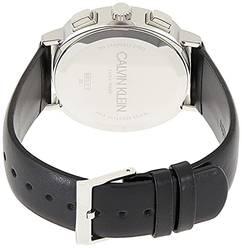 Calvin Klein Posh Black Dial Black Leather Strap Watch for Men - K8Q371C1