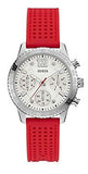 Guess W1025L2 Marina Chronograph Quartz Women's Watch – White Dial & Red Rubber Strap