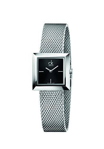 Calvin Klein Mark Black Dial Silver Mesh Bracelet Watch for Women - K3R23121