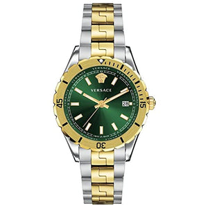 Versace Hellenyium Quartz Green Dial Two Tone Steel Strap Watch For Men - VE3A00720