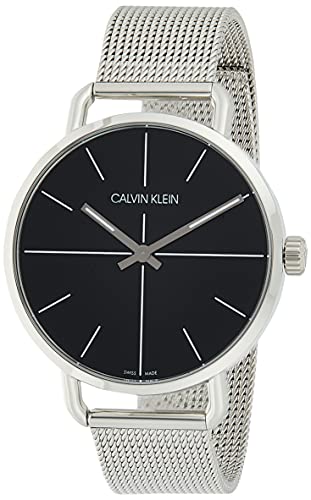 Calvin Klein Even Black Dial Silver Mesh Bracelet Watch for Women - K7B23121