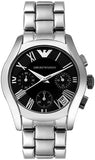Emporio Armani AR0674 Valente Chronograph Women's Watch – Black Dial & Silver Steel Strap