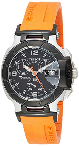 Tissot T Race Chronograph Black Dial Orange Rubber Strap Watch for Women - T048.217.27.057.00