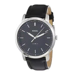 Fossil The Minimalist Three Hand Black Dial Black Leather Strap Watch for Men - FS5398