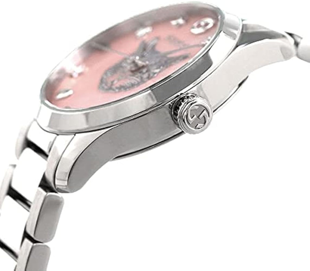 Gucci G Timeless Quartz Mother of Pearl Pink Dial Silver Steel Strap Watch For Women - YA1265013