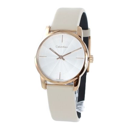 Calvin Klein City White Dial White Leather Strap Watch for Women - K2G231XH
