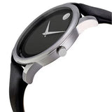 Movado Museum Black Dial Black Leather Strap Watch For Men - 606502
