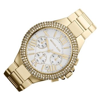 Michael Kors Camille Silver Diamonds Dial Gold Steel Strap Watch for Women - MK5756
