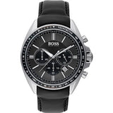 Hugo Boss Contemporary Sport Driver Black Dial Black Leather Strap Watch for Men - 1513085
