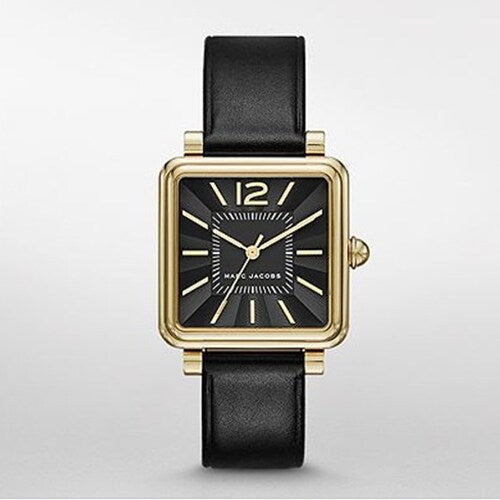 Marc Jacobs Vic Black Dial Black Leather Strap Watch for Women - MJ1522