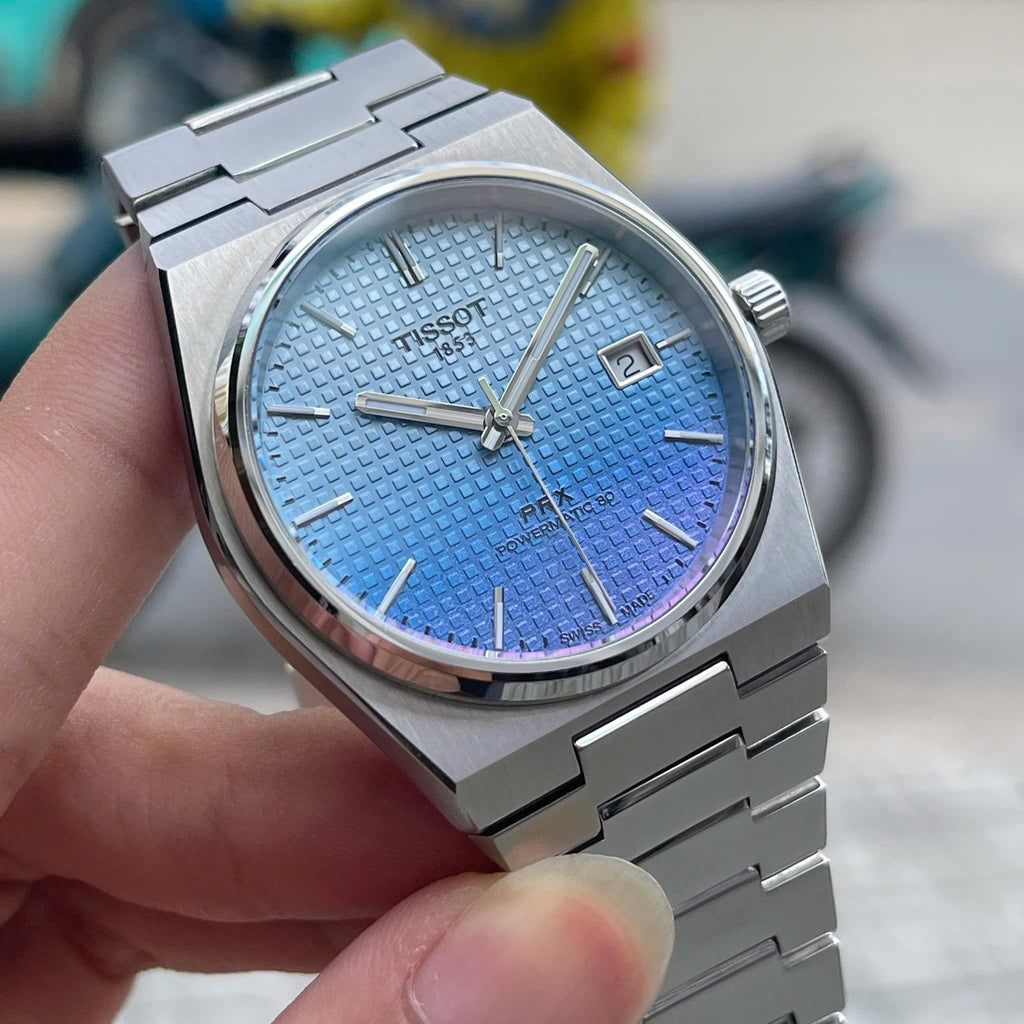 Tissot T137.407.11.351.01 PRX Powermatic 80 Men's Watch – Gradient Blue Dial & Silver Steel Strap