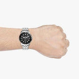 Fossil FS5837 FB-01 Chronograph Men’s Watch – Black Dial with Silver Steel Strap
