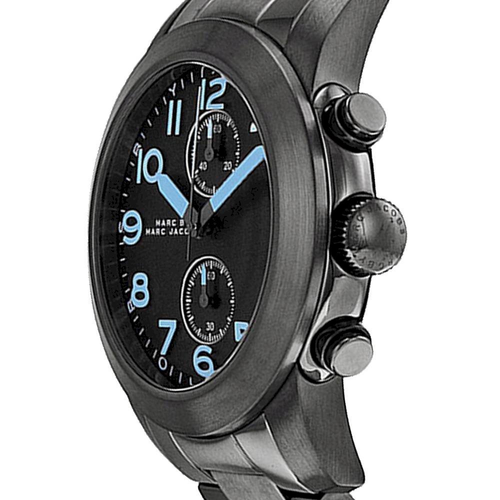 Marc Jacobs Larry Chronograph Black Dial Gunmetal Grey Steel Strap Watch for Men - MBM5031