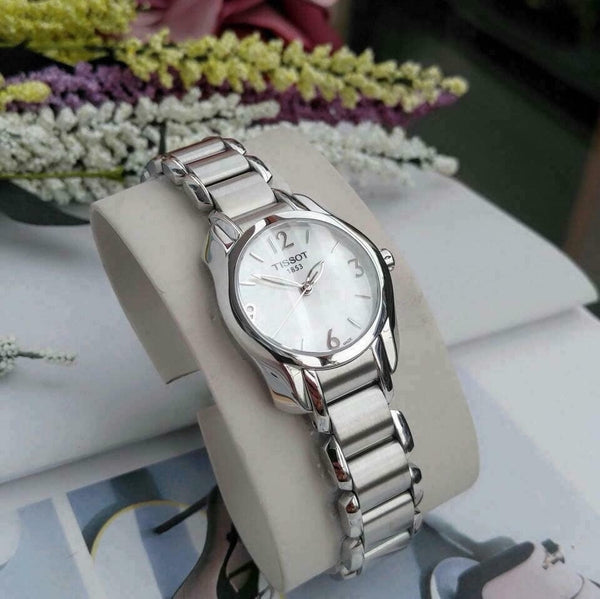 Tissot T Wave Mother of Pearl Dial Two Tone Steel Strap Watch For Women - T023.210.11.117.00