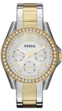 Fossil ES3204 Riley Women's Watch – White Dial & Two-Tone Steel Strap
