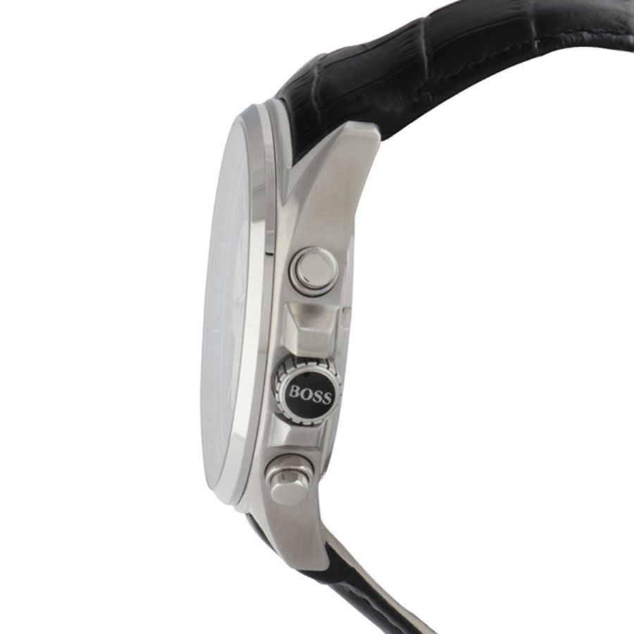 Hugo Boss Driver Blue Dial Black Leather Strap Watch for Men - 1512882